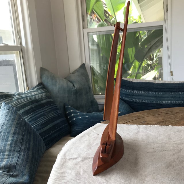 Vintage Carved Wood Sailboat Sculpture Chairish