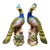 Pair Peacock Bird Figurines Table Sculptures - Hand Painting Chinese Porcelain Book Matching Set - Chelsea House Mottahedeh Style For Sale