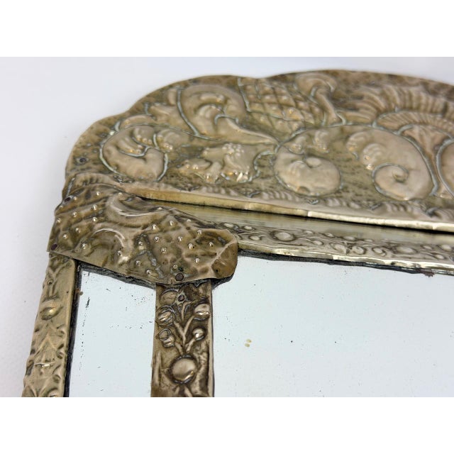 Antique Repousse Faceted Vanity Mirror, 1890s For Sale - Image 4 of 13