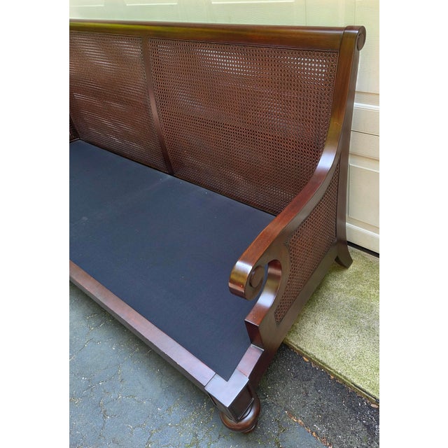 1990s Rare Ethan Allen Double Cane Empire Sofa Couch West Indies British Classic For Sale - Image 13 of 18