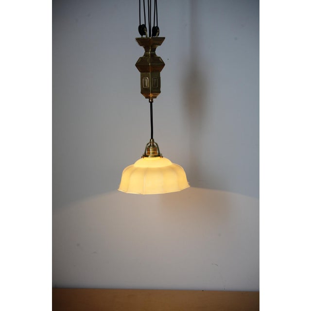 Art Nouveau Pull Down Brass Pendant Light, 1890s For Sale - Image 11 of 18
