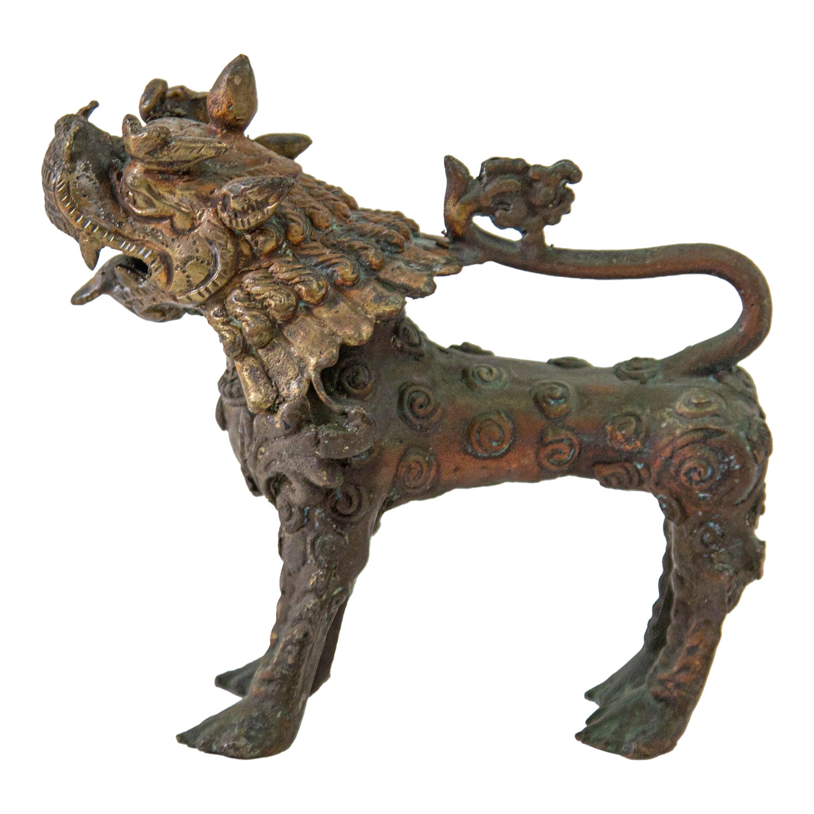 Asian Bronze Guardian Lion Sculpture 19th Century | Chairish