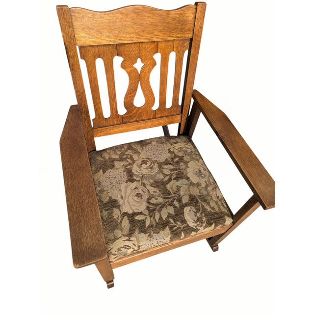 Early 20th Century Early 20th Century Arts and Crafts Mission Oak Rocking Chair For Sale - Image 5 of 9