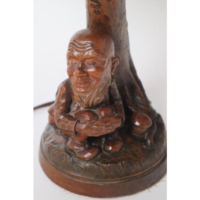 Black Forest Table Lamp with Handcrafted Dwarf and Magic Mushrooms, Germany, 1920s For Sale - Image 10 of 18