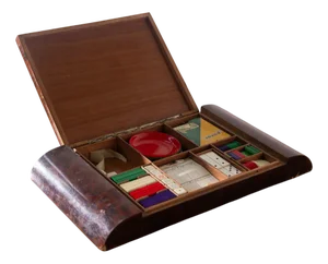 Italian Art Deco Burl Games Box, 1928