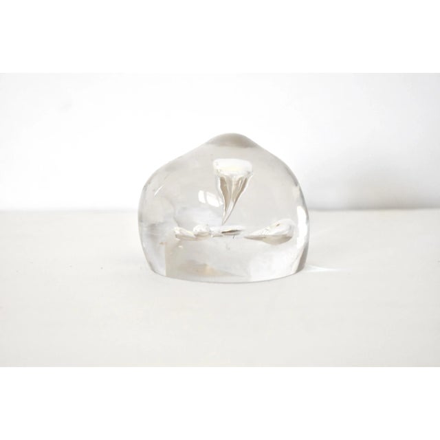 Mid 20th Century Clear Hand-Blown Glass Paperweight With Bubbles For Sale - Image 5 of 11
