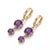 Dainty Amethyst Double Stone Huggie Hoop Drop Earrings - A Pair For Sale - Image 4 of 4