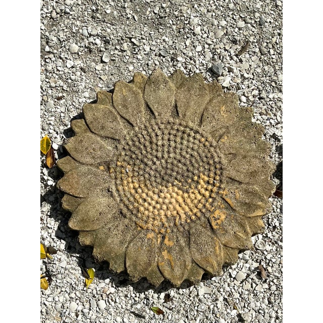 Late 20th Century Vintage Patinated Sunflower Cast Concrete Pavers - Set of 3 For Sale - Image 5 of 10