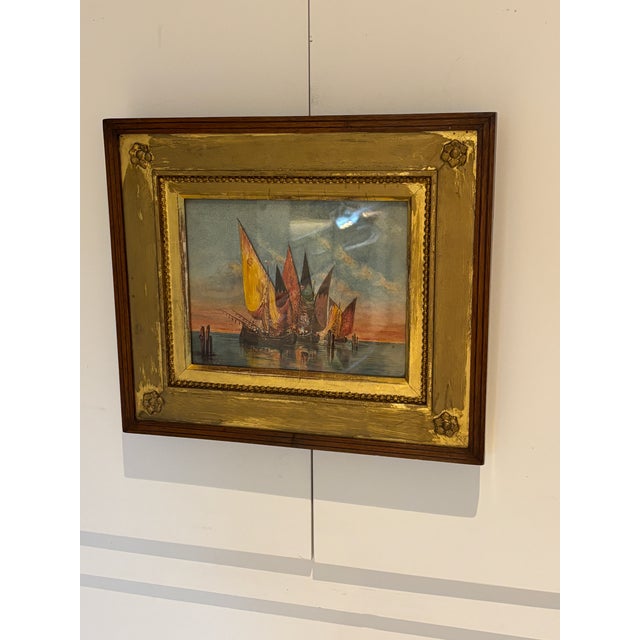 Mediterranean Venetian Watercolor of Sailing Ships For Sale - Image 3 of 10