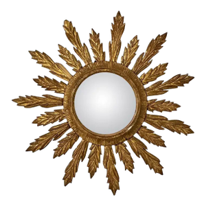 French Gilt Sunburst or Starburst Convex Mirror (Diameter 28 1/8)