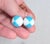 Metal Vintage 1950s Signed Crown Trifari White & Turquoise Checked Drop Clip Earrings-2 Pieces For Sale - Image 7 of 10