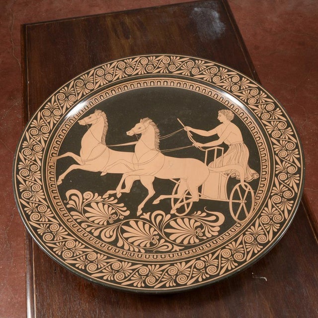 Gold Ceramic Wall Plate with Neoclassical Scene Decoration For Sale - Image 8 of 9