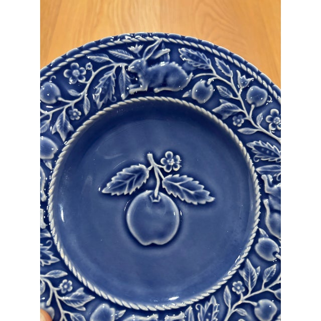 Traditional 1980s Blue Bordallo Pineiro Salad/Dessert Plates - Set of Three For Sale - Image 3 of 8