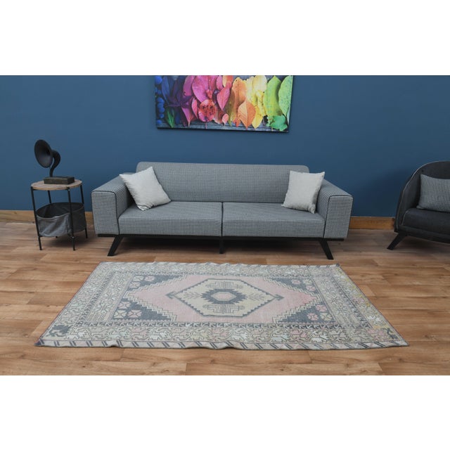 Turkish 1970s Vintage Handmade Wool Cotton Turkish Pink Runner Rug For Sale - Image 3 of 10