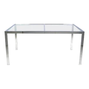 Mid 20th Century Chromed Steel Parsons Style Dining Table Attr. To Milo Baughman