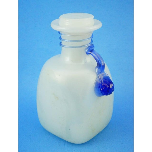 19th Century Milk Murano Glass Perfume Bottle with Blue Cameo attributed to Salviati & C. For Sale - Image 3 of 18