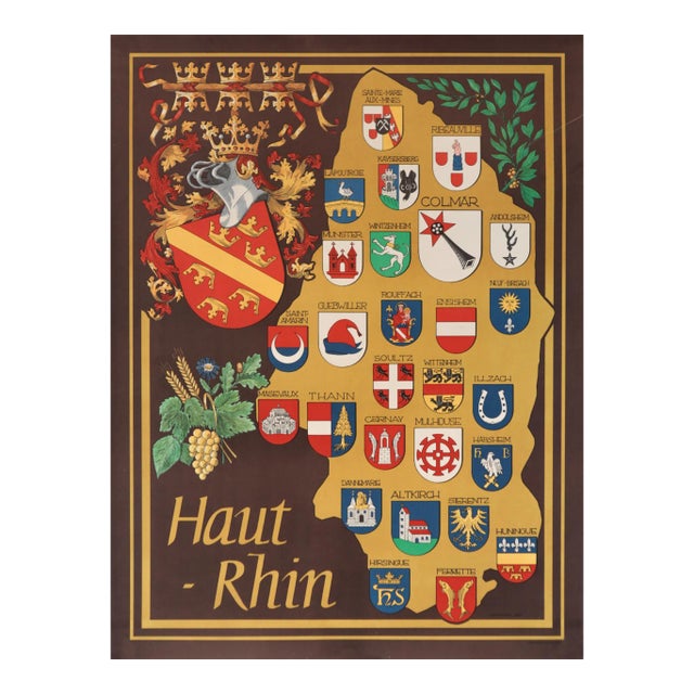 1983 French Map Poster - Map of Haut-Rhin For Sale