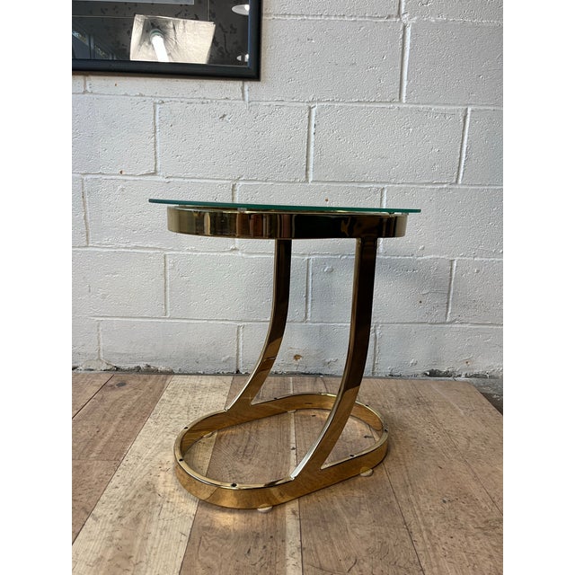 Postmodern Postmodern Polished Brass and Glass Sculptural Side Table, 1980s For Sale - Image 3 of 9