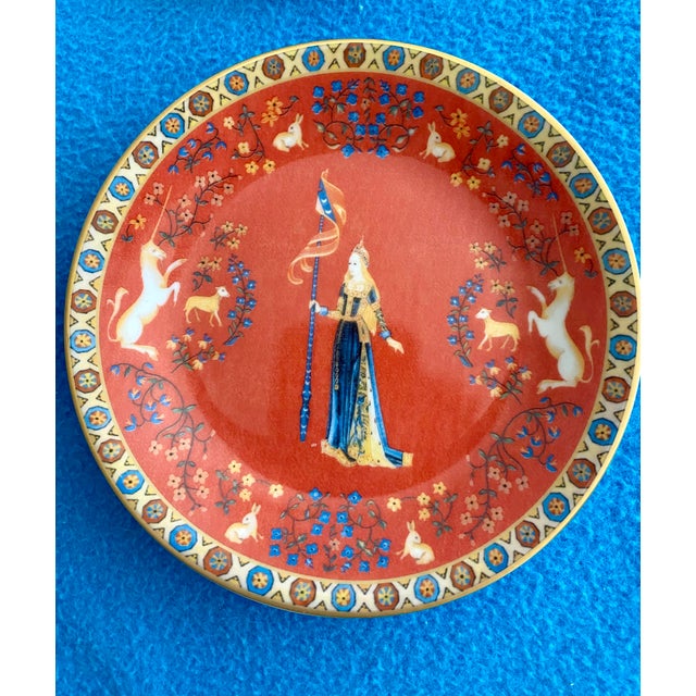 French Late 20th Century Philippe Deshoulieres Dame a La Licorne Canape Plates - Set of 6 For Sale - Image 3 of 8