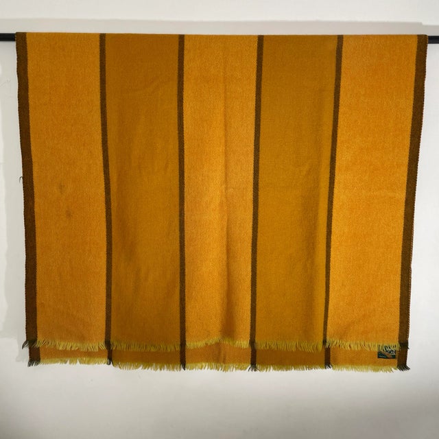 Vintage Danish Modern MCM Striped Pure Wool Blanket For Sale In Buffalo - Image 6 of 12