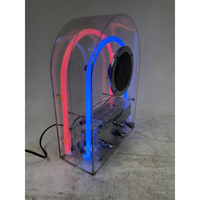 Radio Design in Acrylic Glass and Neon, 1980s For Sale - Image 13 of 18