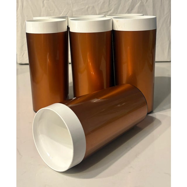 Mid-Century Modern 1960's Mid Century Modern Tall Insulated Copper Tumblers - Set of 7 For Sale - Image 3 of 9