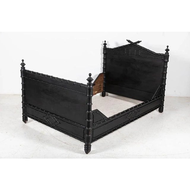 19th Century French Ebonised Faux Bamboo Bedroom Suite, Set of 4 For Sale - Image 5 of 13