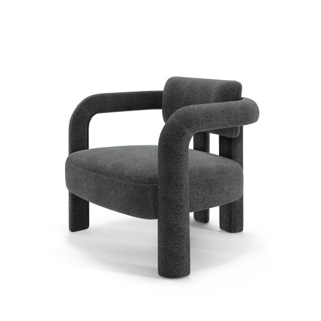 Double Arch Armchair in Charcoal Chenille from Insidherland For Sale - Image 10 of 10