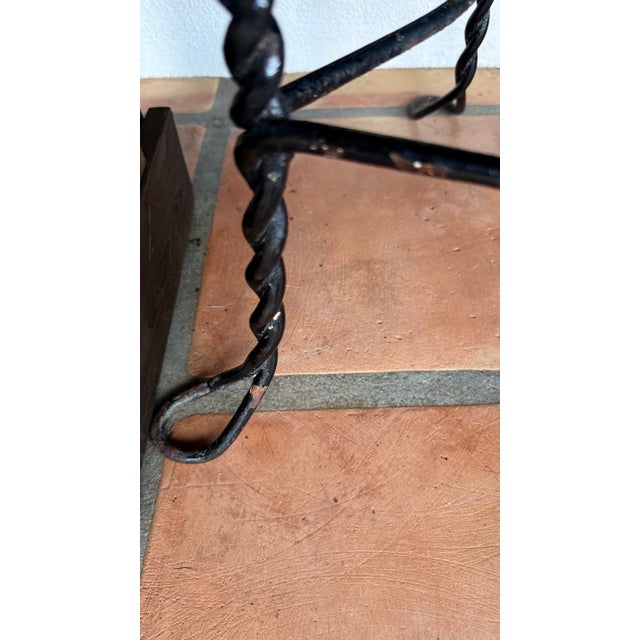 Vintage Mid-Century Twisted Wrought Iron Heart-Back Bistro Ice Cream Parlor Chairs For Sale - Image 4 of 10