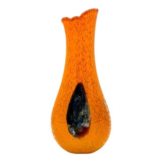 Mid-20th Century Orange Art Glass Vase For Sale