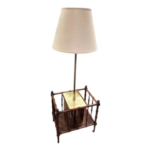 Frederick Cooper Faux Bamboo & Brass Plaque Table Floor Lamp