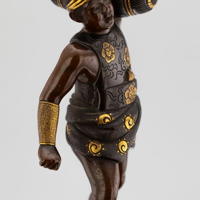 Antique Japanese Meiji Gilt Bronze Labourer Figurine by Miyao Ei, 19th Century For Sale - Image 13 of 18