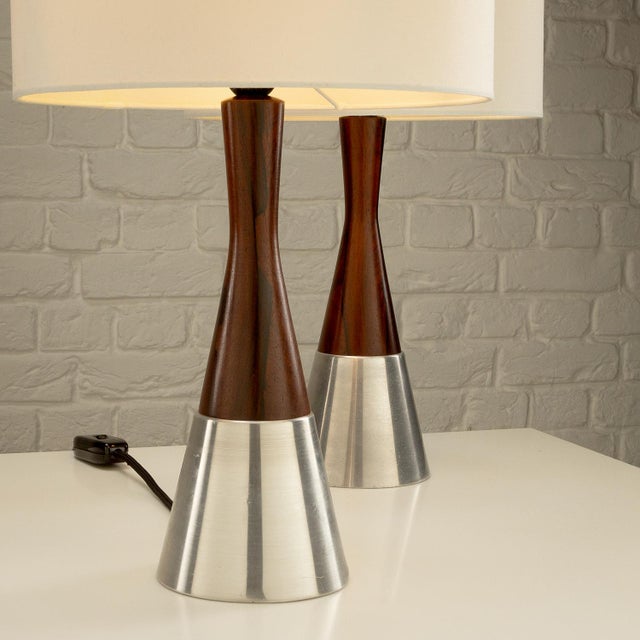 Rosewood and Aluminum Table Lamps from Bergboms, Sweden, 1950s, Set of 2 For Sale - Image 13 of 13