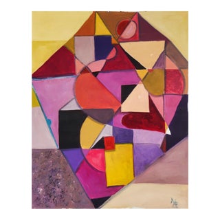 Mae Alice Engron, Indiana (1933-2007), Geometric Abstract, Oil on Unstretched Canvas For Sale