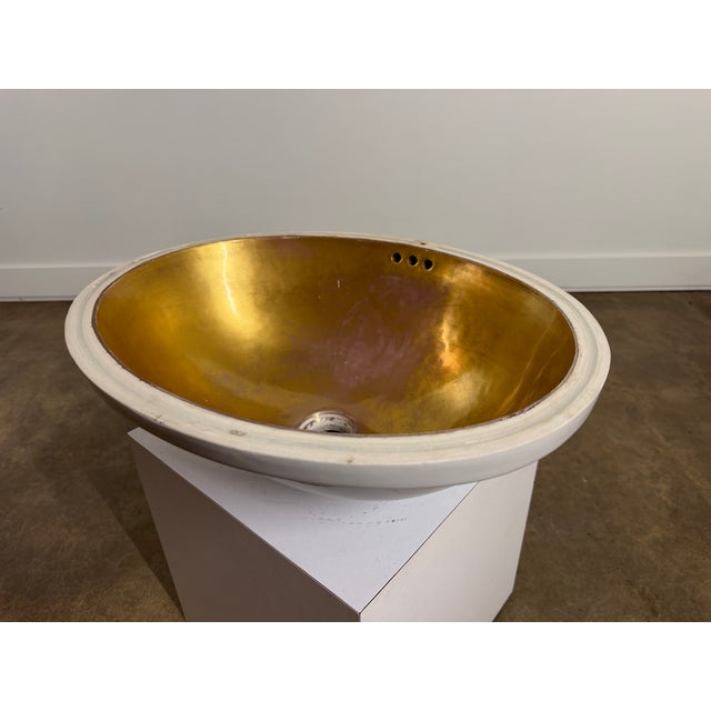 Vintage Sherle Wagner Italian Porcelain Undermount Sink With Gold Interior For Sale - Image 10 of 17