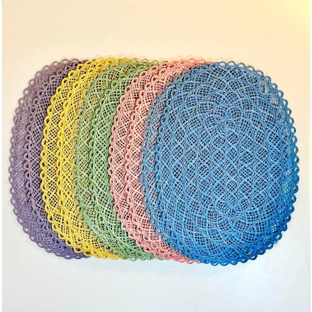 Textile Mid-Century Boho Chic Costal Arts & Crafts Straw Placemats - Set of 10 For Sale - Image 7 of 12