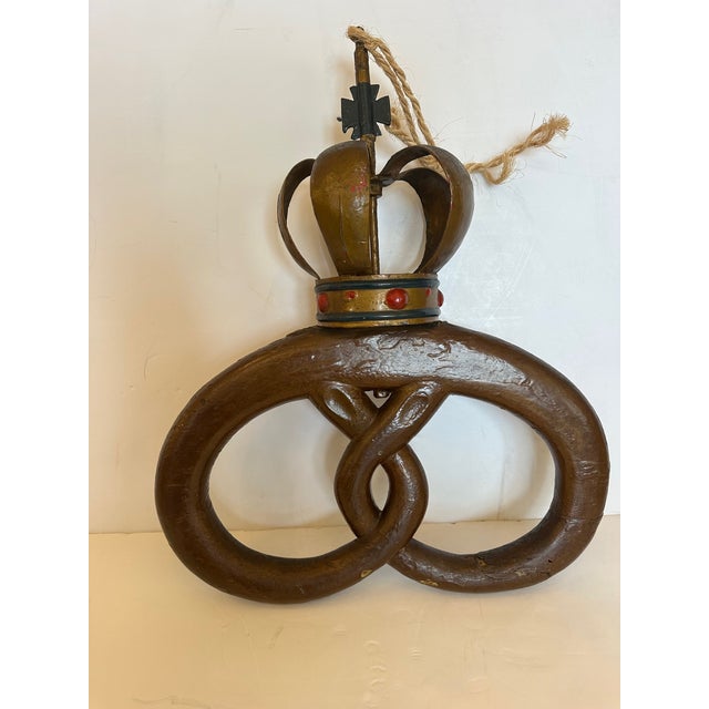 Rustic European Antique Danish Hand Carved Pretzel Bakery Sign For Sale - Image 3 of 14