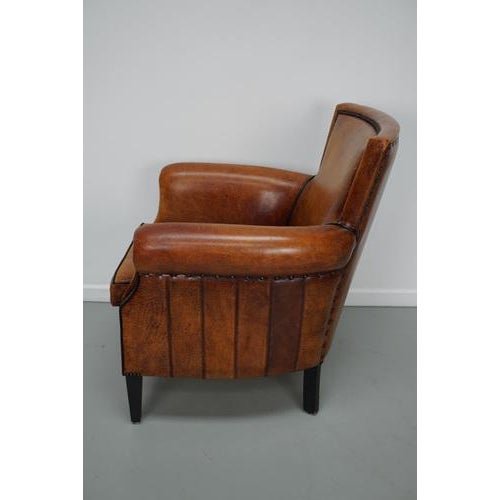 Vintage Dutch Cognac Club Chair in Leather For Sale - Image 4 of 18