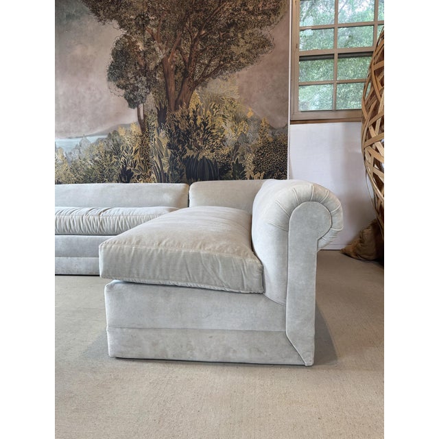 2020s Lee Industries Modern Velvet Slipper Sectional Sofa, Made in Usa For Sale - Image 5 of 15