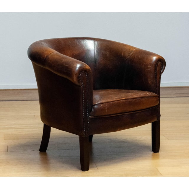 Brown Swedish Sheepskin Leather Armchair, 1960s For Sale - Image 8 of 15