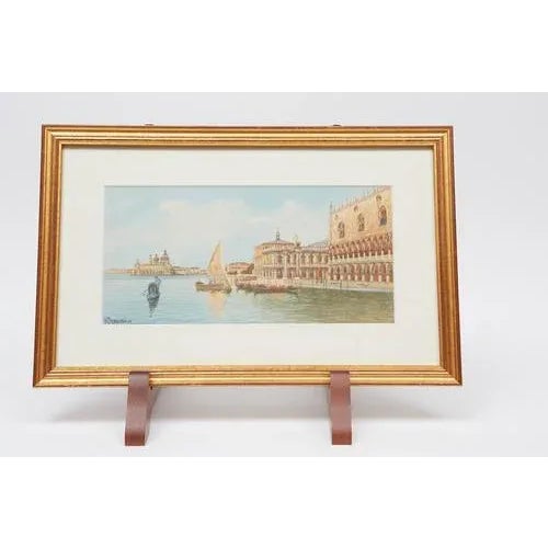 Italian Early 20th Century Watercolors of Venice, Framed - A Pair For Sale - Image 3 of 4