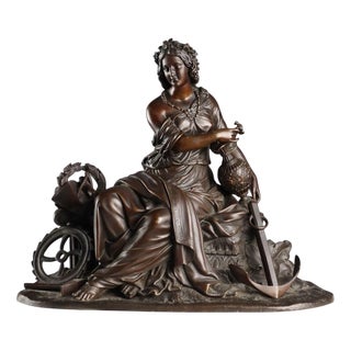 Antique Bronze Figure of Young Woman from Moreau Manufactory, 1900s For Sale