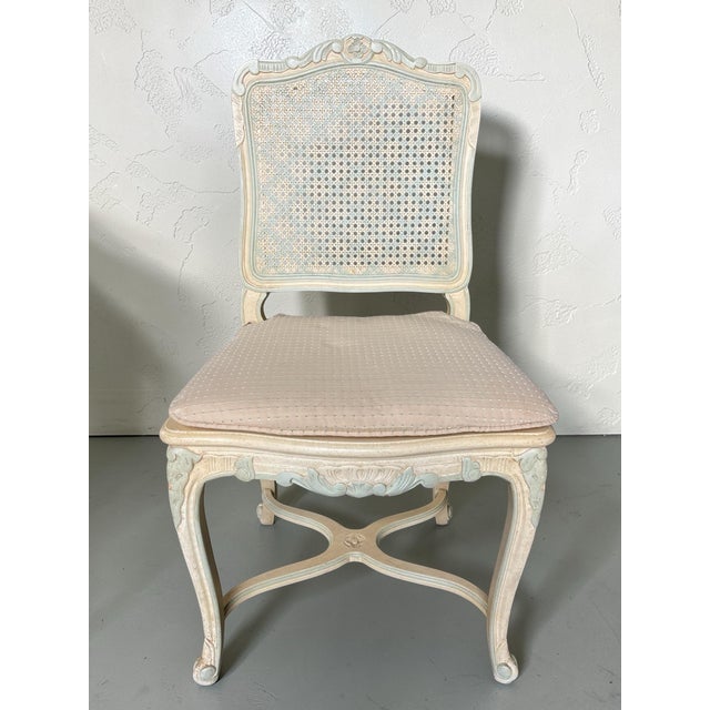 John Widdicomb French Louis XV Style Painted Cane Back Dining Chairs With Carved Frames & Cabriole Legs – Set of 6 For Sale - Image 4 of 18