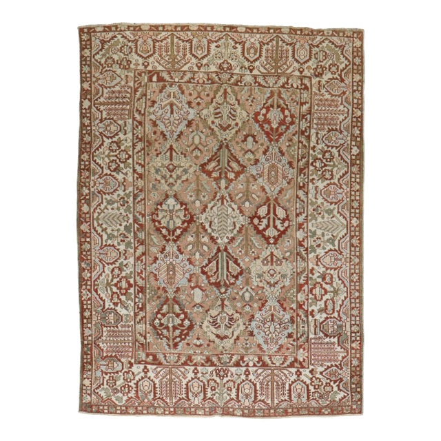 Antique Zabihi Collection Persian Bakhtiari Geometric Design Rug - 7'5" x 10'4" For Sale