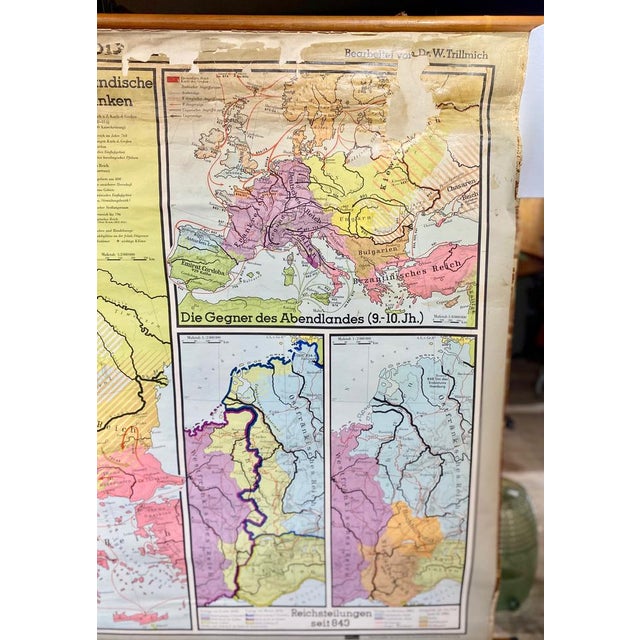 German Fabric, Paper & Pine Map, 1950s For Sale - Image 14 of 16