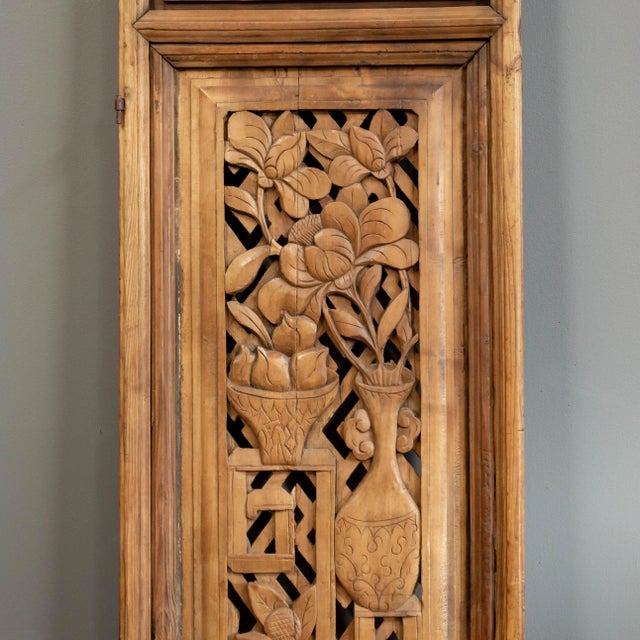 Chinoiserie Vintage Chinese Hand Carved Door Panel For Sale - Image 3 of 7