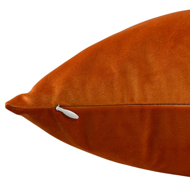 Modern Velvet Pillow Cover in Burnt Orange, 20x20 For Sale - Image 3 of 3