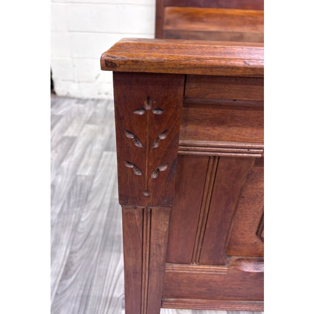 Wood Antique Full Size Victorian Eastlake Monumental Carved Walnut Bed For Sale - Image 7 of 11