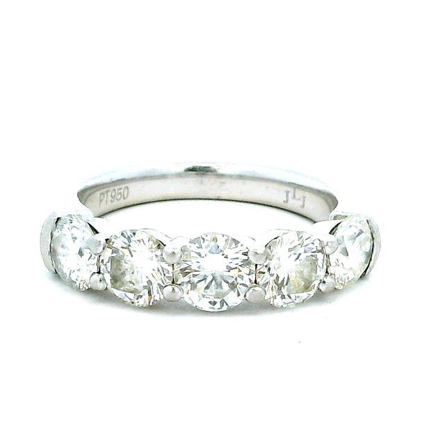 Platinum JLJ Five-Stone 2.00 Carat Diamond Platinum Band Ring, Size 6.5 For Sale - Image 8 of 9