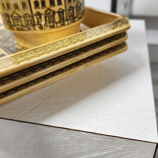 Mid Century Regency Row Snack Sets Service for Four - Snack Trays & Mugs –8 Pieces For Sale - Image 16 of 18